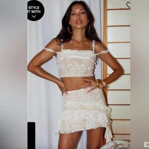 Allise Frill Top and Mini Skirt -- Cream